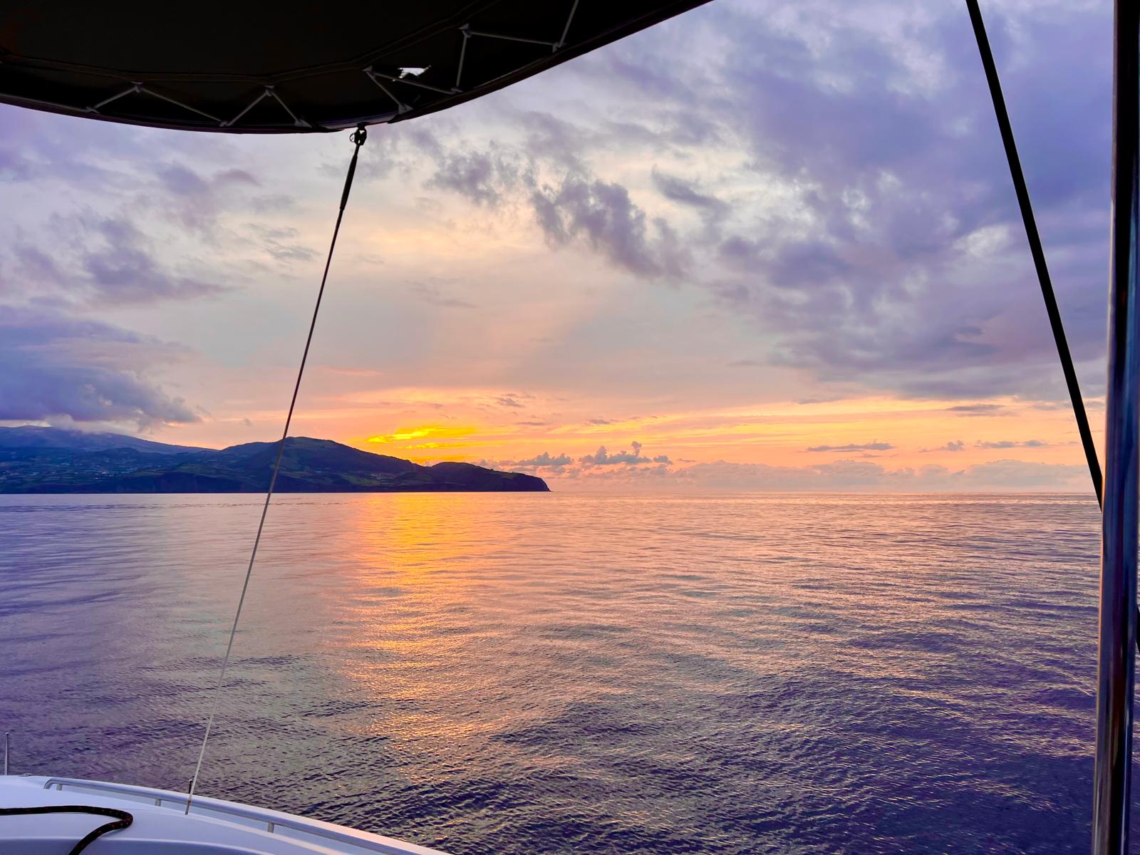 BVI sunset island silhouette from cockpit